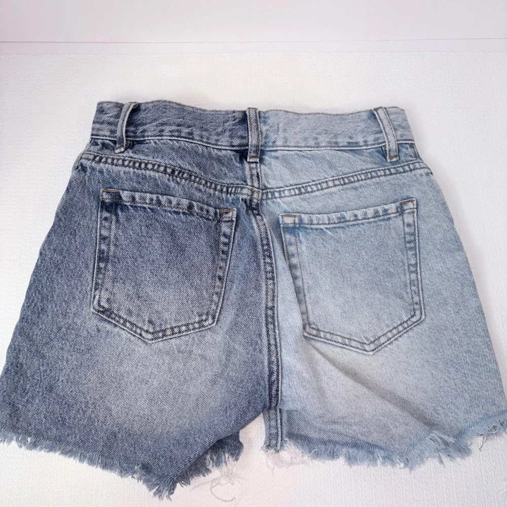 Pacsun Denim Shorts Girls Junior Size 22 90s Girlfriend Two Tone High Button Fly